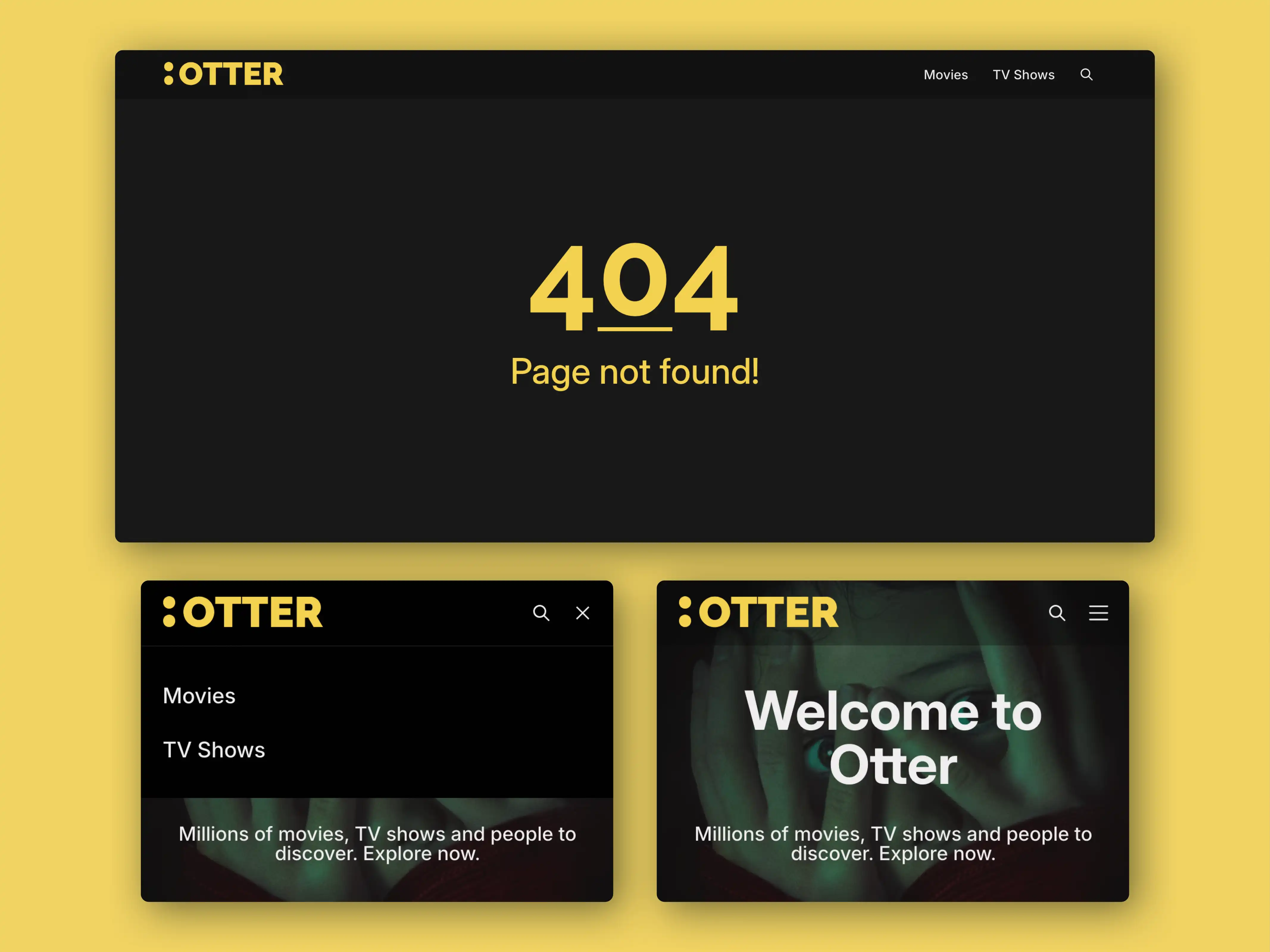 404 Page design and responsive design elements