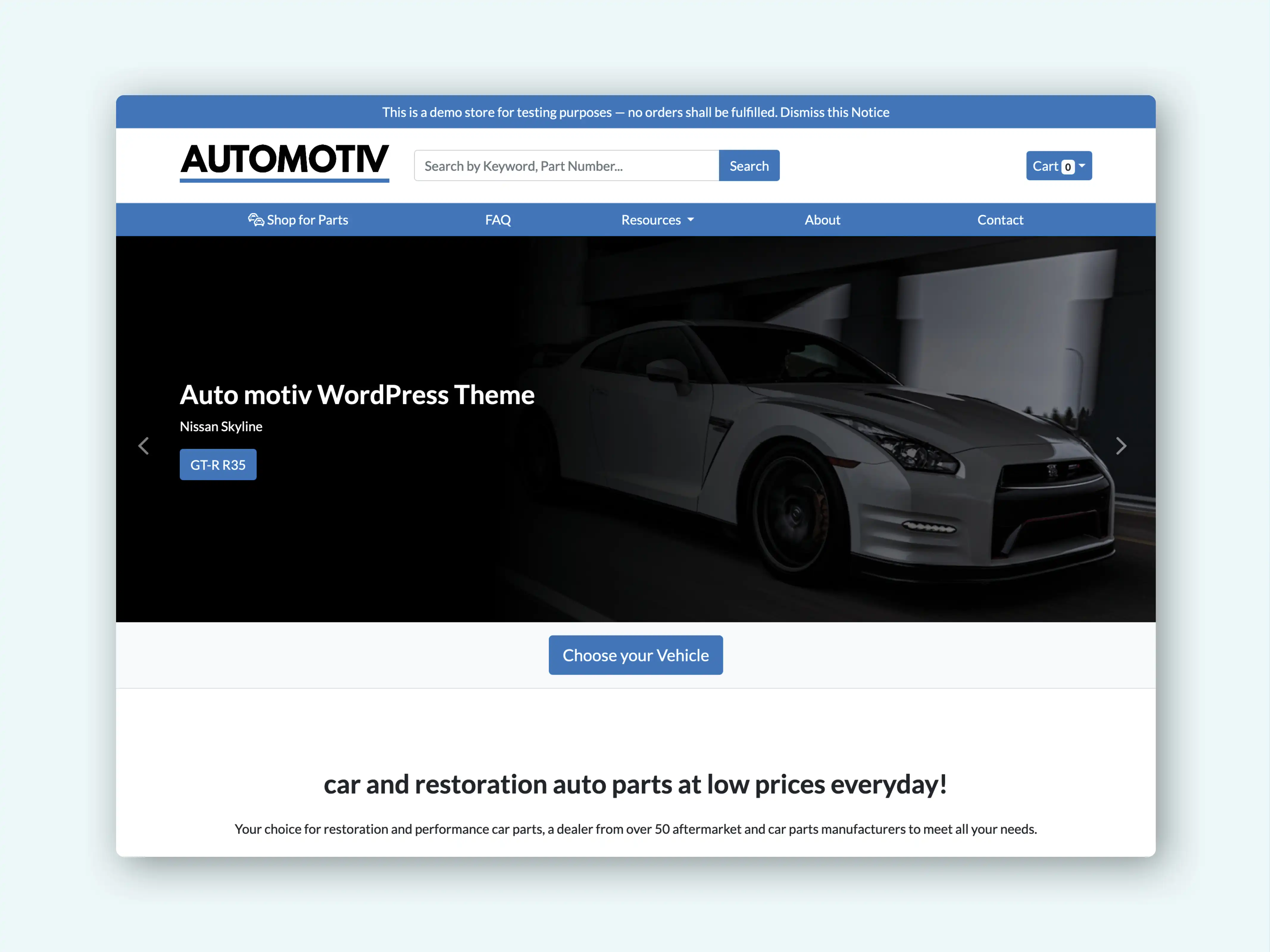 Automotiv Home page featuring a Slider