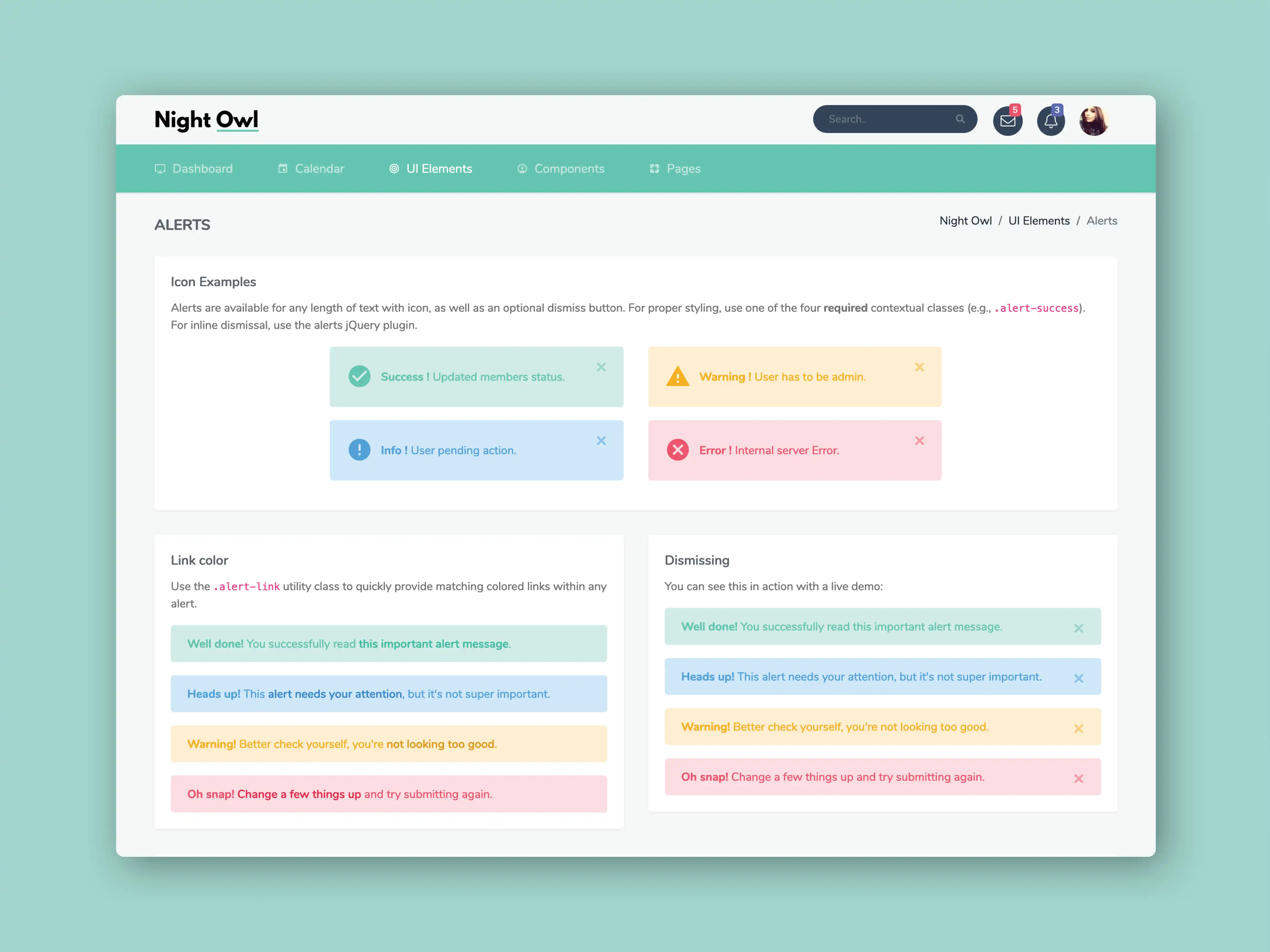 NightOwl alerts components