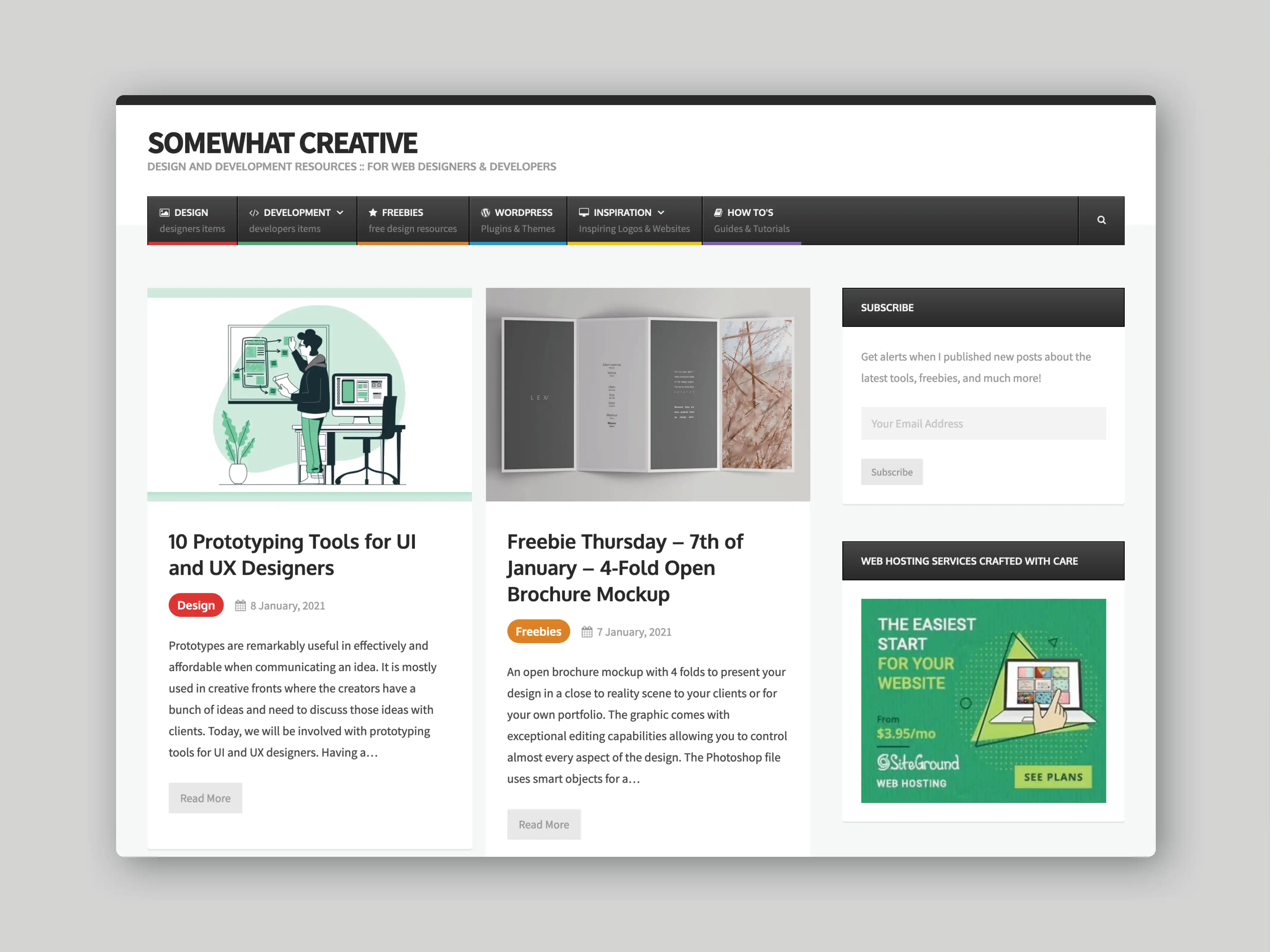 Front page of the blog featuring latest posts