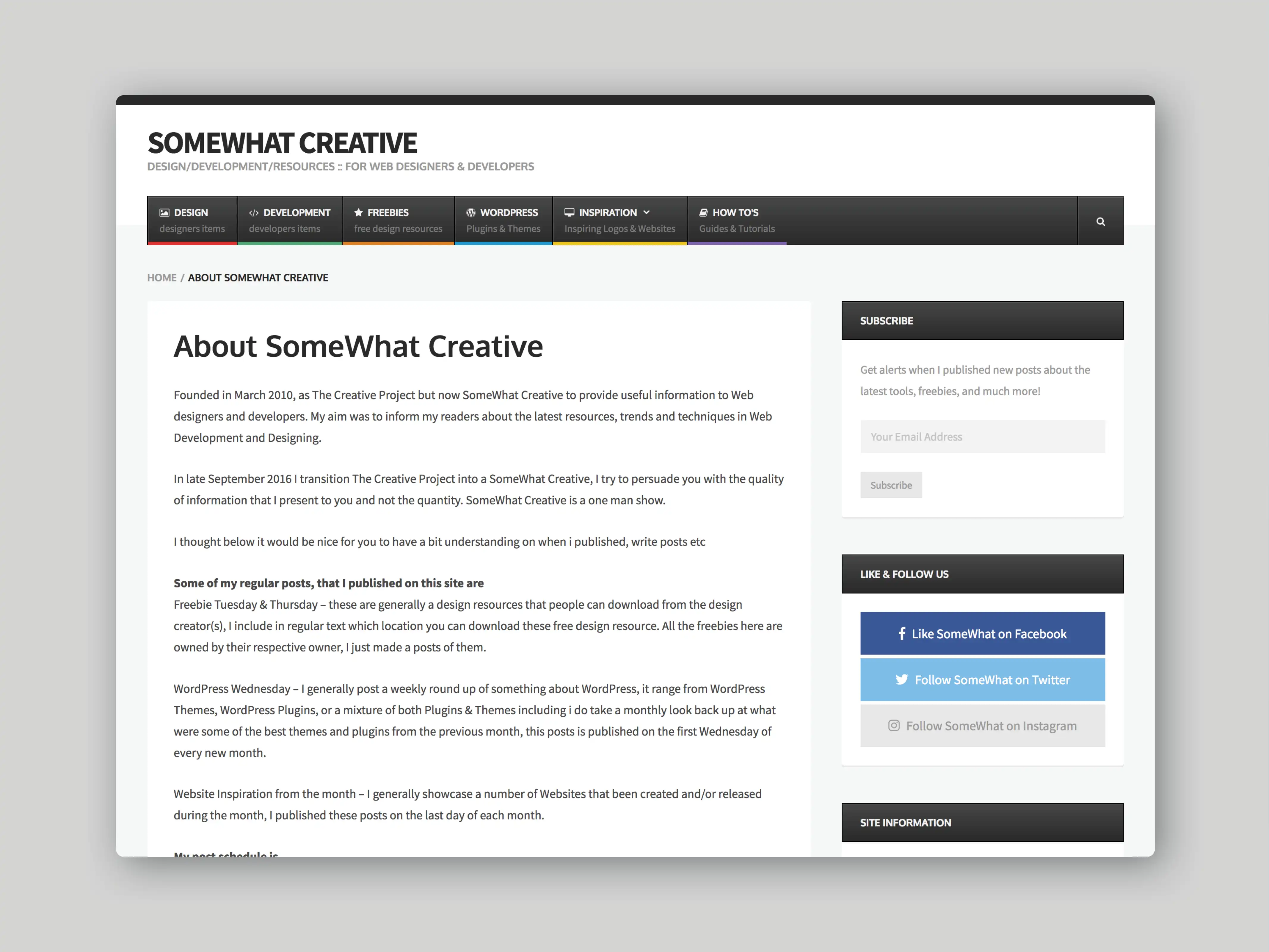 About us page of SomeWhat Creative